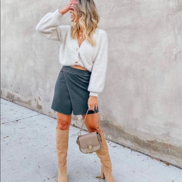 Free People Mod Wrap Mini Skirt in Thyme - Picture 1 of 11